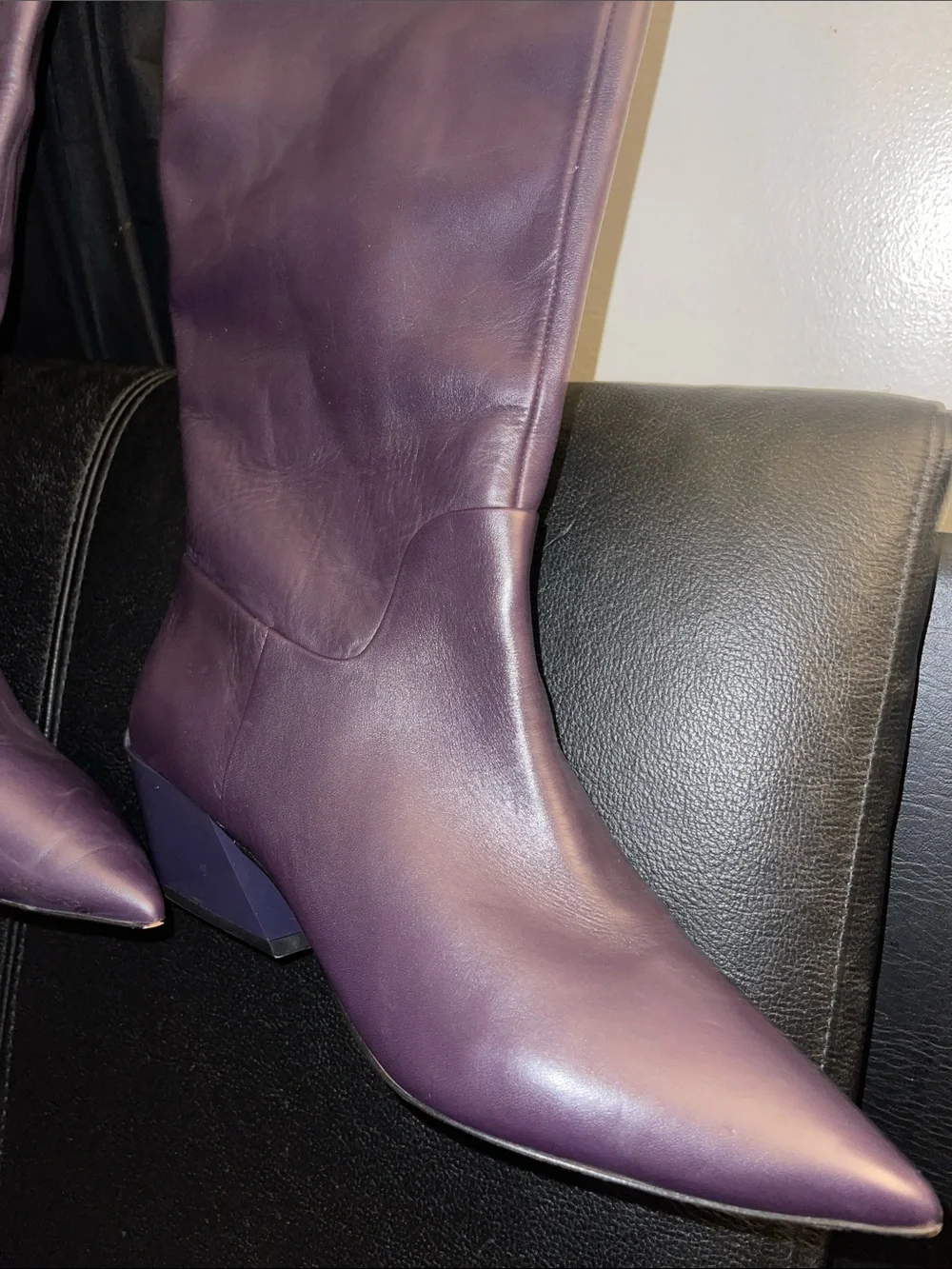Franco Sarto Gwyn Knee High Boot Eggplant Purple Leather Sz 9 NWOB HTF Color